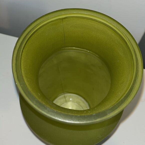 8” tall Olive green glass Designer Vase - Picture 2 of 3